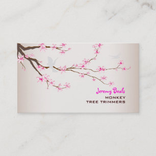 PixDezines vintage/roze kersenbloesem boom snoeisc Visitekaartje