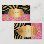 PixDezines Vintage roze luipaard, zebra+goud label (Voorkant / Achterkant)