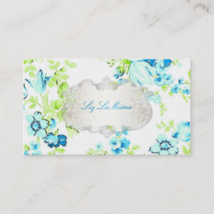 PixDezines vintage rozen/blauw Visitekaartje