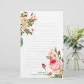 PixDezines Vintage Rozen/Botanische Kunst Briefpapier (Staand voorkant)