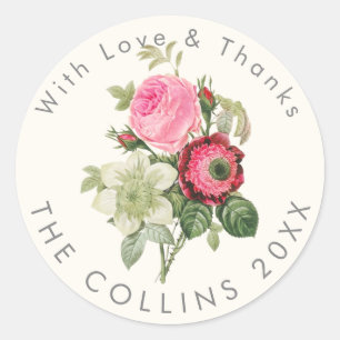 PixDezines VINTAGE ROZEN DIY Event Dank je Ronde Sticker