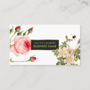 PixDezines Vintage Rozen/Illustratie/Redoute Visitekaartje