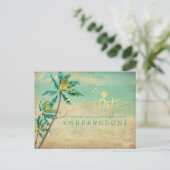 PixDezines Vintage Strand Opslagdatum Foto Aankondigingskaart (Staand voorkant)