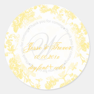 PixDezines vintage toile/geel Ronde Sticker