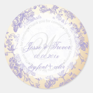 PixDezines vintage toile/paars Ronde Sticker