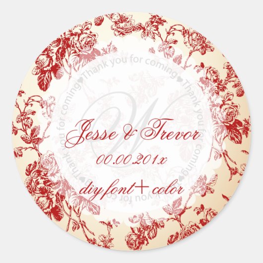 PixDezines vintage toile/rood Ronde Sticker (Voorkant)