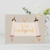 PixDezines vintage torah scroll bat mitzvah Kaart (Staand voorkant)