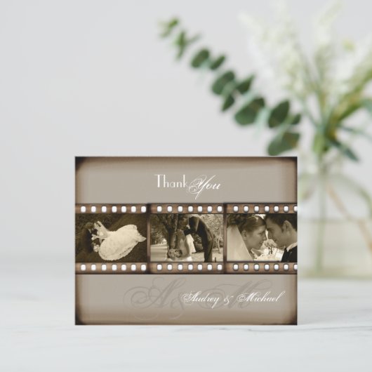 PixDezines Vintage Trouwfoto's Dank u Briefkaart (Staand voorkant)