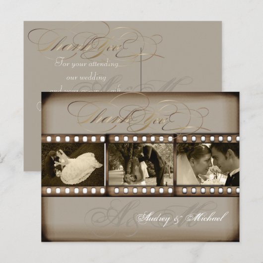 PixDezines Vintage Trouwfoto's Dank u Briefkaart (Voorkant / Achterkant)