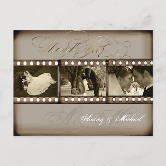 PixDezines Vintage Trouwfoto's Dank u Briefkaart (Voorkant)