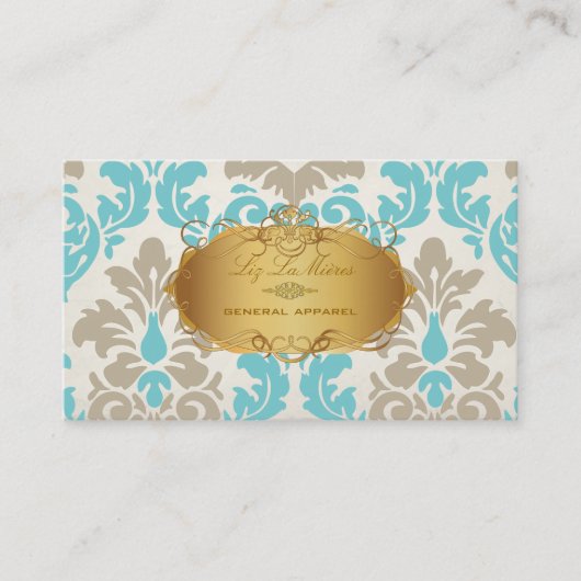 PixDezines vintage versailles damask Visitekaartje (Voorkant)