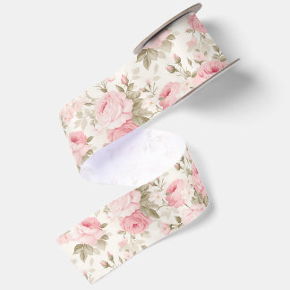 PixDezines Vintage Waterverf Rozen Blush Roze Satijnen Lint