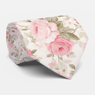 PixDezines Vintage Waterverf Rozen Blush Roze Stropdas