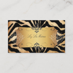 PixDezines VINTAGE ZEBRA/LACE DAMASK Visitekaartje