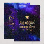PixDezines Violet Galaxy Geometric Bar Mitzvah Kaart (Voorkant / Achterkant)