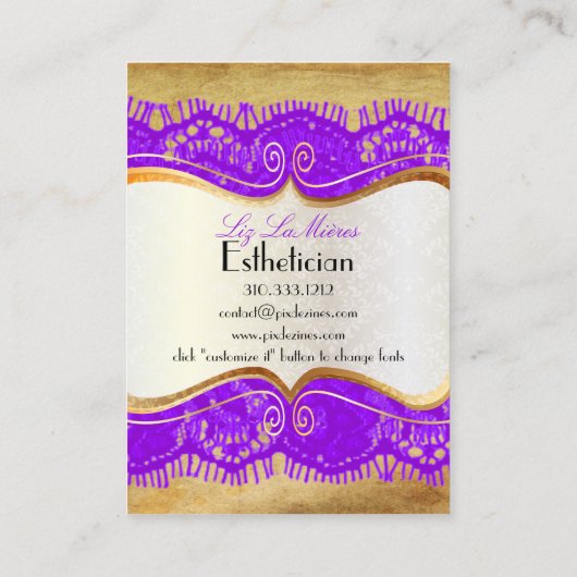 PixDezines  VIOLET PAARS LACE Visitekaartje (Achterkant)
