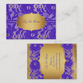 PixDezines  VIOLET PAARSE KANT Visitekaartje (Voorkant / Achterkant)