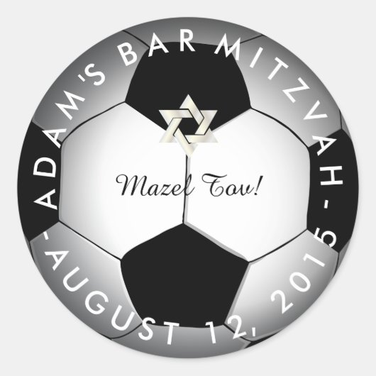PixDezines Voetbal Mitzvah Ronde Sticker (Voorkant)