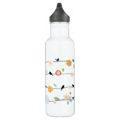 PixDezines vogels op draden/doe-het-zelf achtergro Waterfles (Rechts)