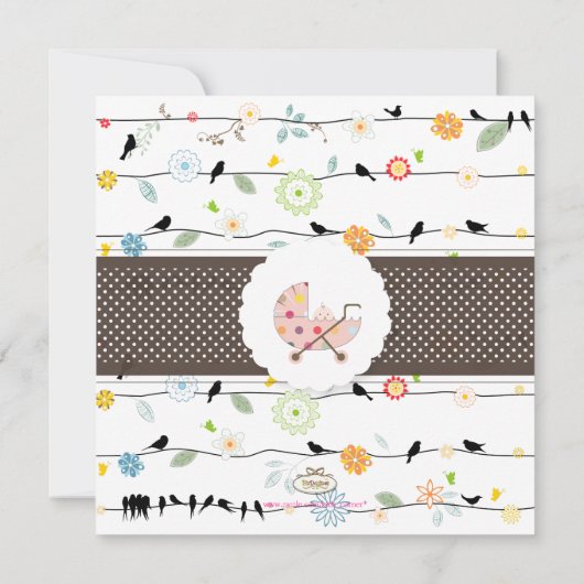 PixDezines vogels op draden+Minidots baby shower/D Kaart (Achterkant)
