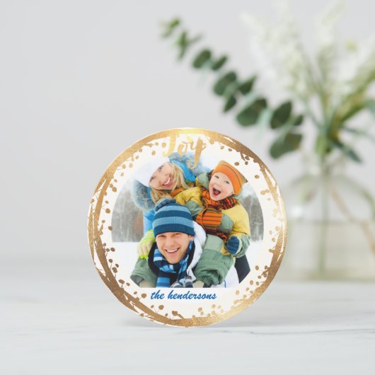 PixDezines vreugde, faux gouden krans / vakantie k Feestdagenkaart (Staand voorkant)