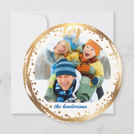 PixDezines vreugde, faux gouden krans / vakantie k Feestdagenkaart (Voorkant)