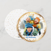 PixDezines vreugde, faux gouden krans / vakantie k Feestdagenkaart (Voorkant / Achterkant)