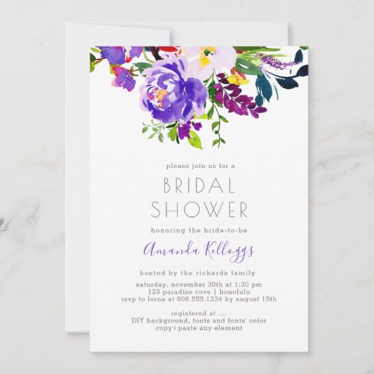 PixDezines Vrijgezellenfeest Bloemen Waterverf, Pa Kaart (Voorkant)