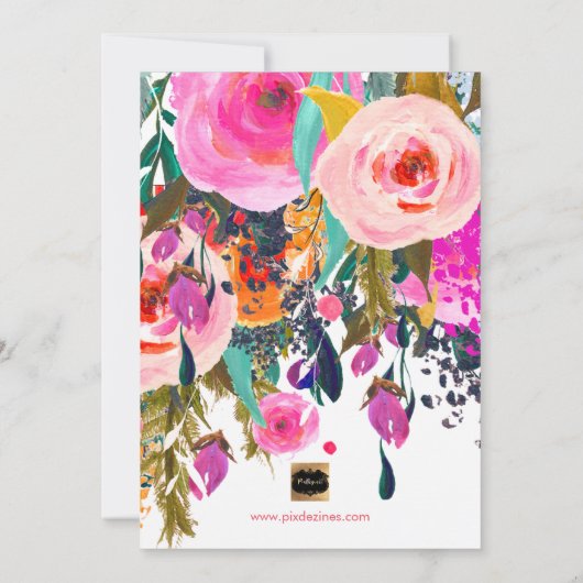 PixDezines Vrijgezellenfeest Boho Spring Floral Kaart (Achterkant)