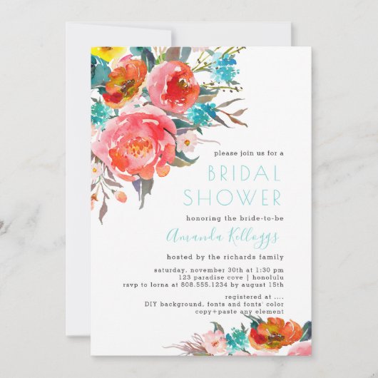 PixDezines Vrijgezellenfeest Bright Waterverf Flow Kaart (Voorkant)