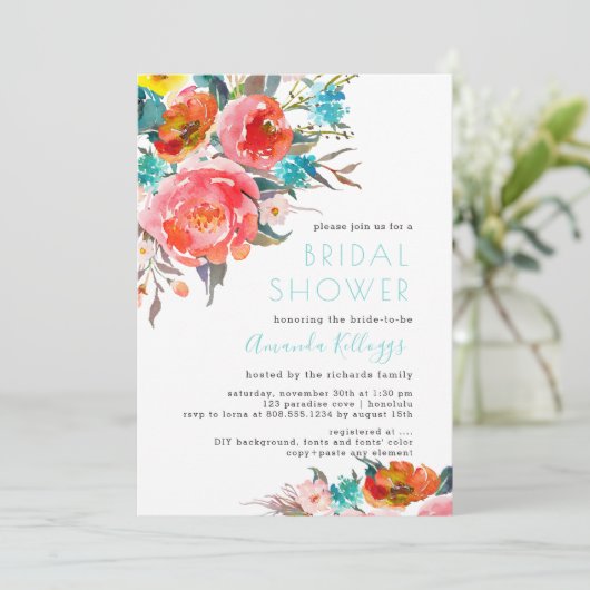 PixDezines Vrijgezellenfeest Bright Waterverf Flow Kaart (Staand voorkant)