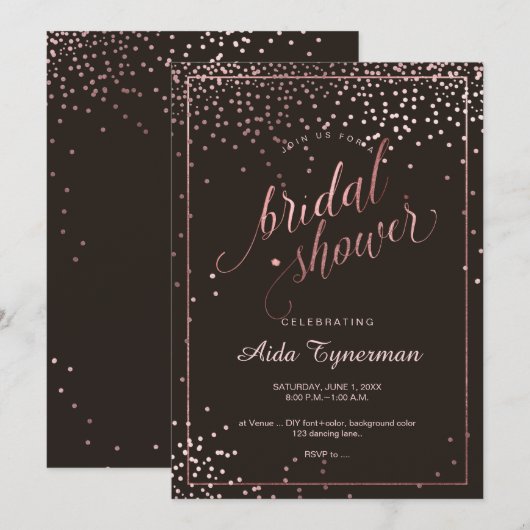 PixDezines Vrijgezellenfeest Faux Roos Gouden Conf Kaart (Voorkant / Achterkant)