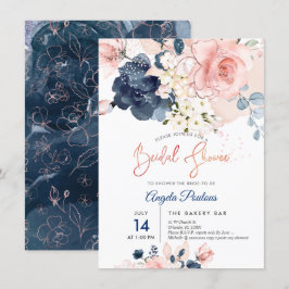 PixDezines Vrijgezellenfeest Navy Blush H2 bloemen Kaart