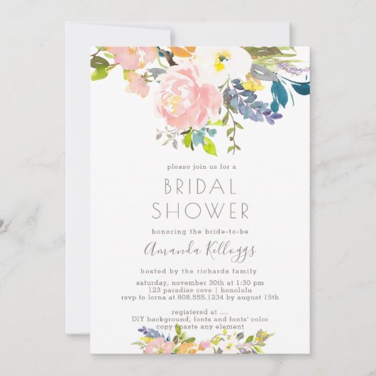 PixDezines Vrijgezellenfeest Pastel Waterverf Flow Kaart (Voorkant)