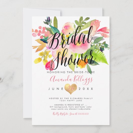 PixDezines Vrijgezellenfeest Spring Floral Kaart (Voorkant)