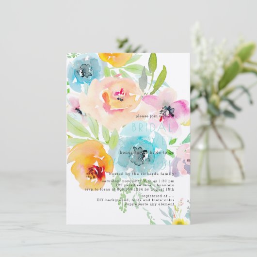 PixDezines Vrijgezellenfeest Waterverf Spring Flor Kaart (Staand voorkant)