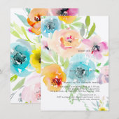 PixDezines Vrijgezellenfeest Waterverf Spring Flor Kaart (Voorkant / Achterkant)