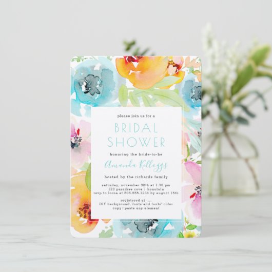 PixDezines Vrijgezellenfeest Waterverf Spring Flor Kaart (Staand voorkant)