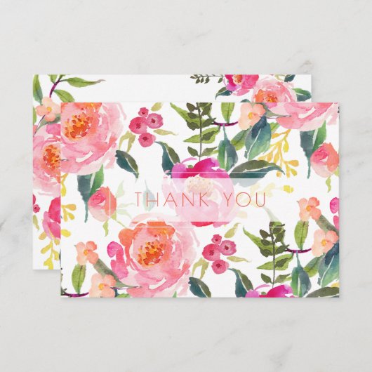 PixDezines Vrijgezellenfeest Waterverf Summer Peon Bedankkaart (Voorkant / Achterkant)