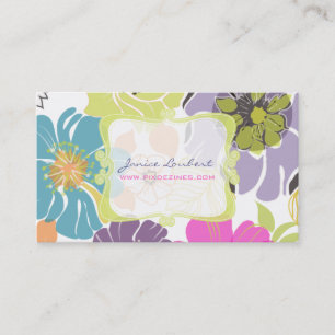 PixDezines vrolijke retro tropische bloemen/DIY kl Visitekaartje