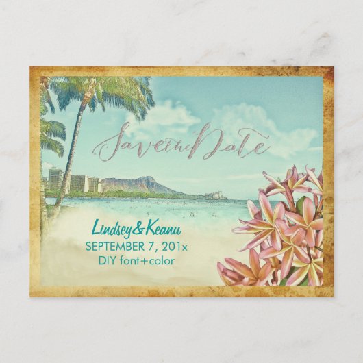 PixDezines  waikiki/diamantkop/plumeria Briefkaart (Voorkant)