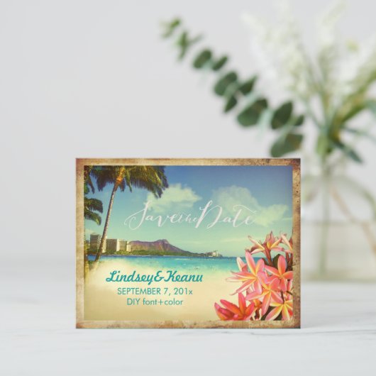 PixDezines  waikiki/diamantkop/plumeria Briefkaart (Staand voorkant)