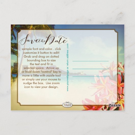 PixDezines  waikiki/diamantkop/plumeria Briefkaart (Achterkant)