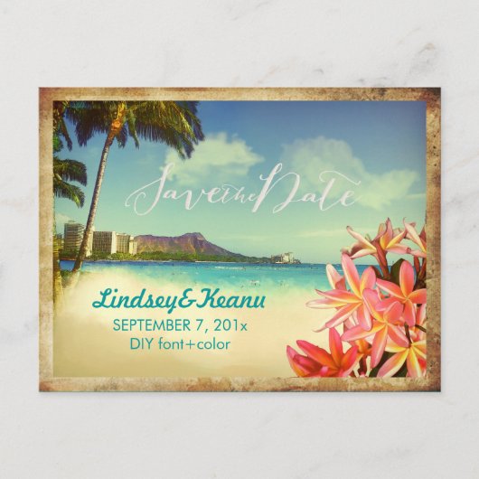 PixDezines  waikiki/diamantkop/plumeria Briefkaart (Voorkant)