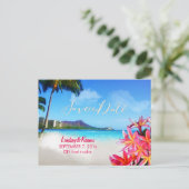 PixDezines  waikiki/diamantkop/plumeria Briefkaart (Staand voorkant)