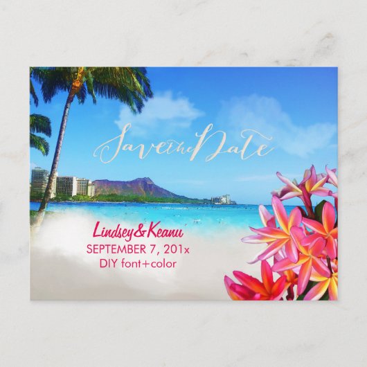 PixDezines  waikiki/diamantkop/plumeria Briefkaart (Voorkant)