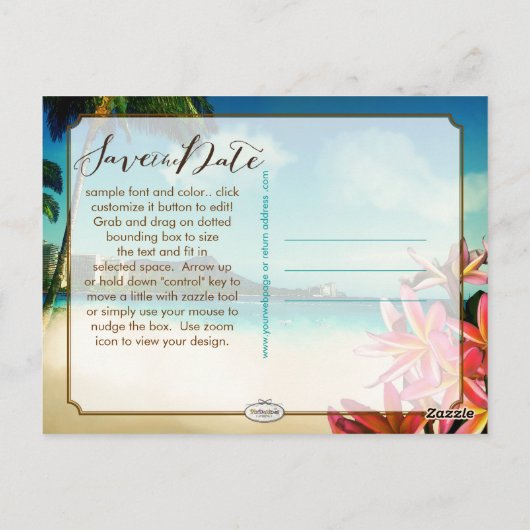 PixDezines  waikiki/diamantkop/plumeria Briefkaart (Achterkant)