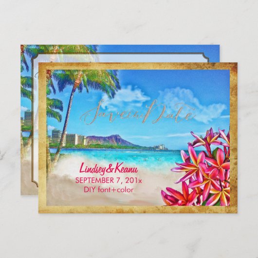 PixDezines waikiki/diamantkop/plumeria Briefkaart (Voorkant / Achterkant)