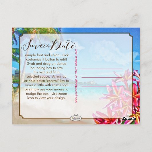 PixDezines  waikiki/diamantkop/plumeria Briefkaart (Achterkant)