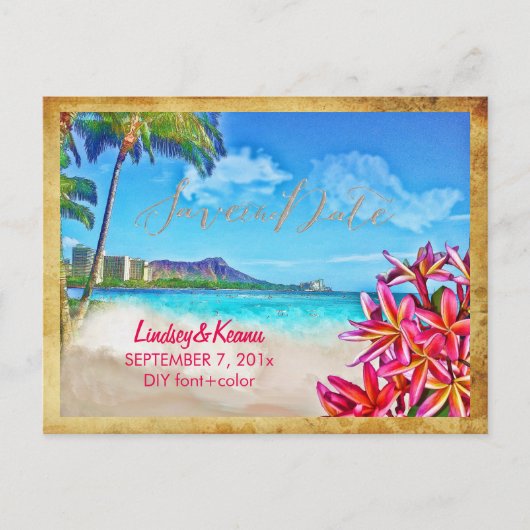 PixDezines  waikiki/diamantkop/plumeria Briefkaart (Voorkant)